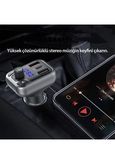Earldom M63 Bluetooth Usb3.0 Ve Type C Pd Hızlı Şarj Fm Transmitter - Siyah