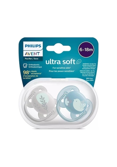 Philips Avent Ultra Yumuşak Emzik 6-18 Ay 2li Erkek Çok Renkli