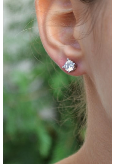 Argentum Concept 925 Ayar Gümüş Tek Taş Küpe - K028801