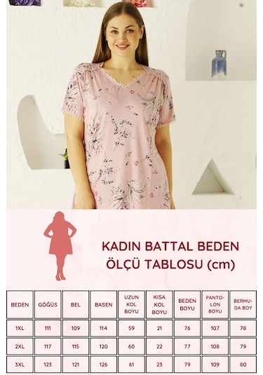 Alimer Kadın Pembe Büyük Beden Bermuda Pijama Takm Edy2704b-p Pembe