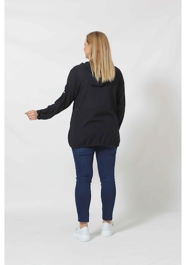 B1016s Siyah Yıldız Baskılı Kapüşonlu Fermuarlı Ceket 001