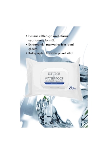 Byphasse Waterproof Makyaj Temizleme Mendili Hassas Ciltler 25'li