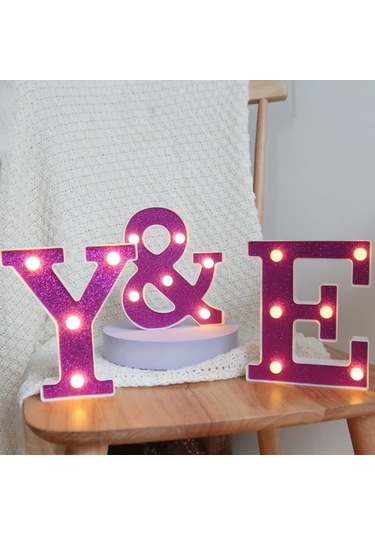 Awesomestore Mor Flaş Led Harf A Lamba Pil İle Dekor