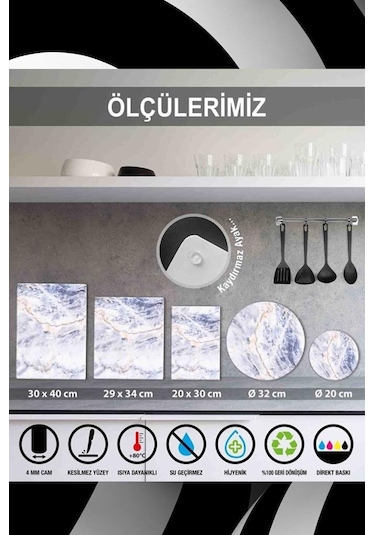 Çap 20 cm Kırmızı Ekose Desenli Cam Kesme Tablası