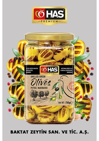 Has Premium Izgara Yeşil Zeytin Çekirdeksiz Marine 850 G