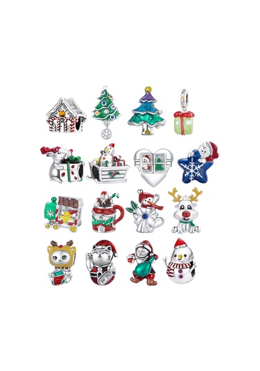 Scc2413 Noel 925 Gümüş Boncuk Dıy Boncuk Aksesuarları Çok Renkli