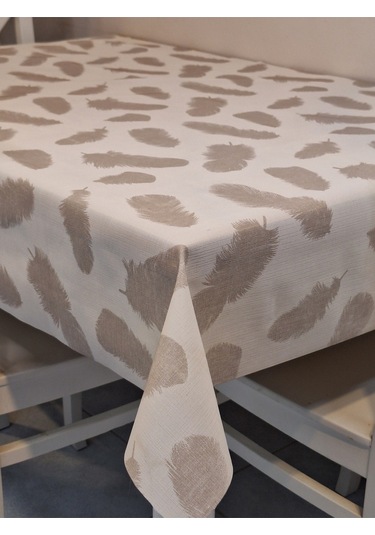 İthal Silinebilir Pvc Masa Örtüsü Kaymaz Tabanlı, Kumaş Görünümlü Pvc Masa Örtüs İth5511 Kahverengi