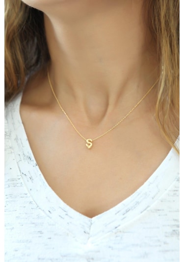 Azuris Silver Azuris 925 Ayar Gümüş Üç Boyutlu Ş Harfli Harfi Kolye No Color