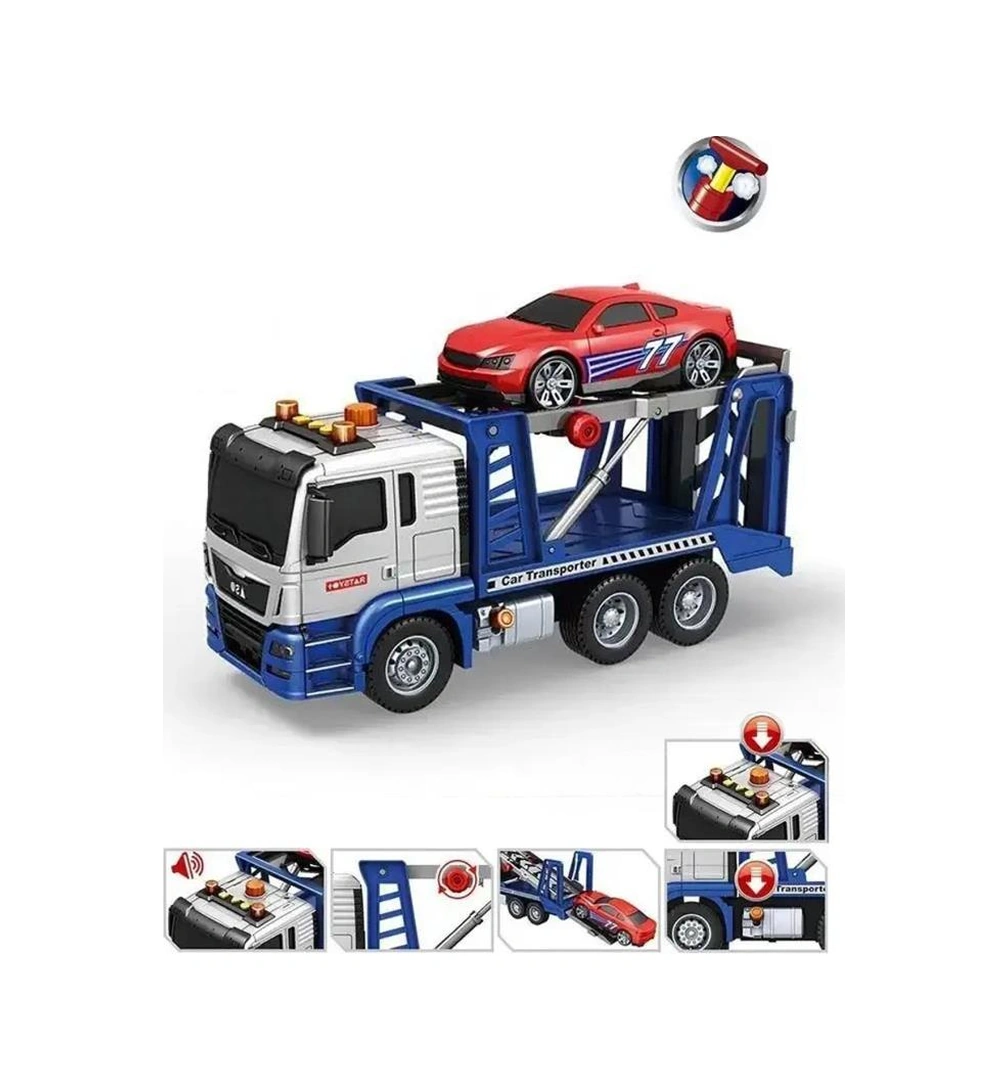 Işıklı Sesli Pilli Araç Taşıyıcı Fonksiyonlu Çekici Oyuncak Kamyon Araba