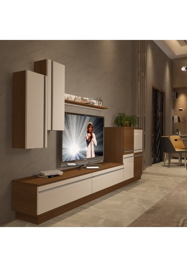 Decoraktiv Eko 6b Mdf Std Tv Ünitesi Tv Sehpası Ceviz - Beyaz
