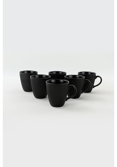 Keramika Mat Siyah Myra Kupa 10 Cm 6 Adet