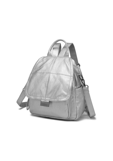 Yıkama Deri Sırt Askılı Kadın Çantası 21-k Barcelona 1908 Platin