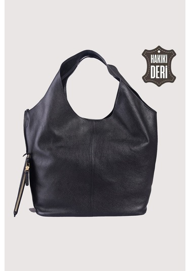 Hakiki Deri Kadın Omuz Çantası Siyah Smr9199 Siyah