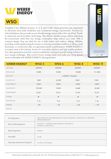 8kW LiFePO4 Lityum Demir Fosfat Tek Faz Sessiz Jeneratör