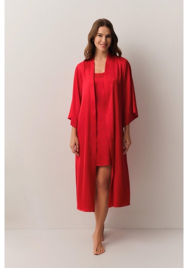 Suwen Ethereal Uzun Sabahlık St4446615l082 Kırmızı