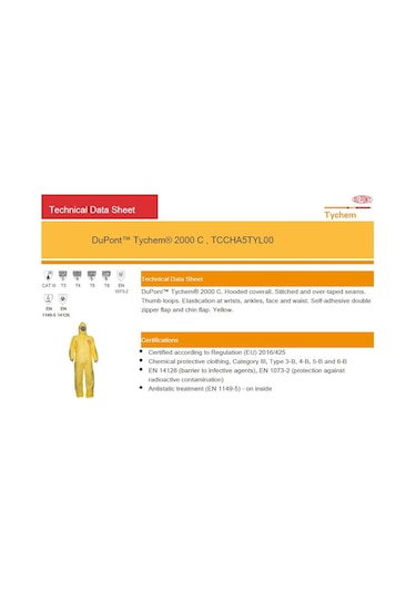 Dupont Tychem C 2000 Biyolojik Koruma Tulum En Üst Seviyeen 14126