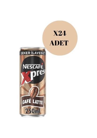 Nescafé Xpress Café Latte Şeker İlavesiz Soğuk Kahve 250ml X24 Hazır