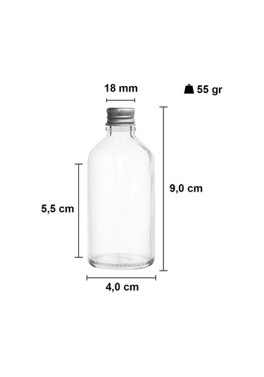 50 Ml Gümüş Metal Kapaklı Hediyelik Shot Şişesi 50 Cc Kolonya