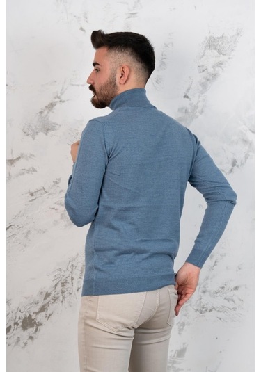 Boğazlı Slimfit Erkek Triko Kazak