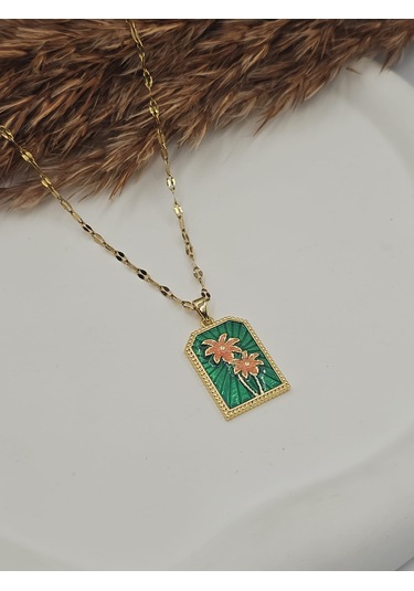 The Green Palm Tarot Kartı Çelik Kolye Altın