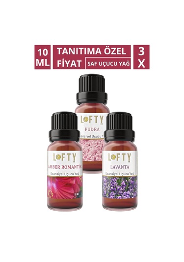 Lofty Pudra Lavanta Amber Uçucu Yağ Buhurdanlık Esansı Oda Kokusu 10 ML