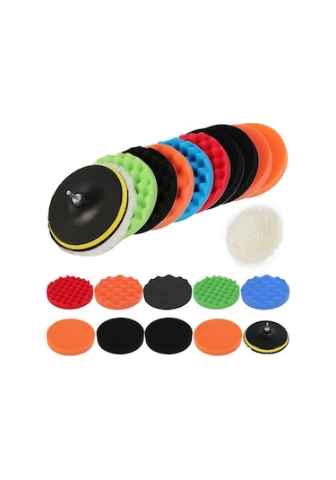 Besthome1 12 Parça Otomobil Cila Seti - 3-7 İnç Sponge Diskler 5 İnç M14, Otomatik Yapışkanlı Sprey Diskler