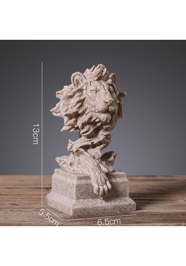 Suntek Magideal Aslan Kafası Heykeli El Sanatları Masa Kumtaşı-rengi