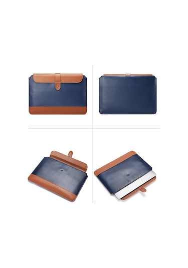 Yatay Mikrofiber Renk Eşleştirme Notebook Astar Çantası, Stil: Astar Çantası Mavi + Kahverengi , Uygulanabilir Model: 13 -14 İnç Siya