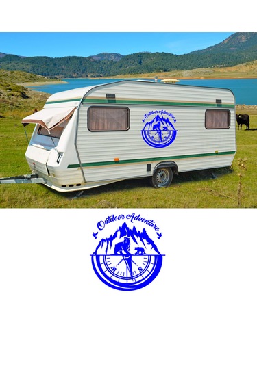 60X60cm Pusula Da Manzar ve Ay lar Kamp Karavan Sticker kartma