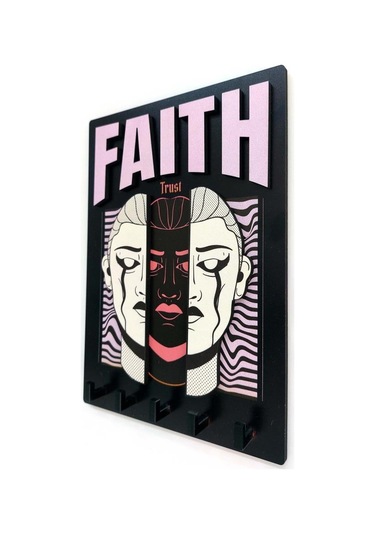 Cajuart Urban Sokak Stili Tasarım Faith İnanç Duvar Askısı Anahtarlık Dekor