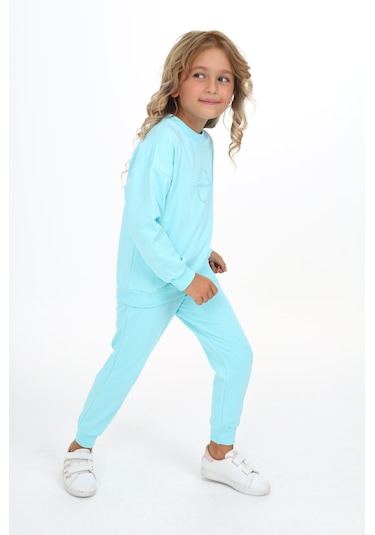 Toontoy Kız Çocuk Baskılı Eşofman Takım Su Yeşili