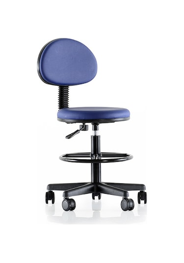 Uzay Ofis Fox Arkalıklı Hareketli Tabure - Mavi -  Tam Çemberli