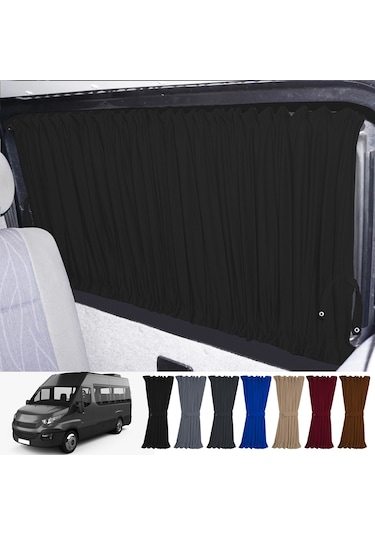 Pandami Iveco Daily 6/7 Nesil Uzun Şase 2014-2023 Uyumlu Siyah Raylı Oto Perde Takımı