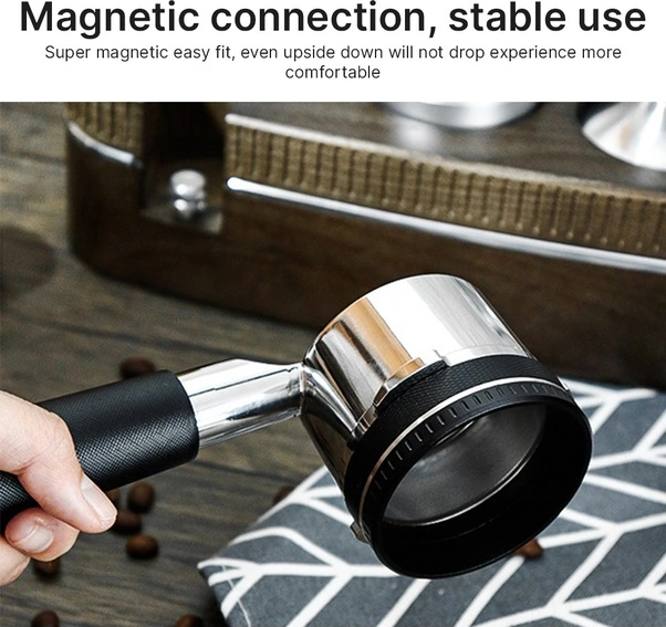 Fortunelane Alüminyum Kahve Toz Toplama Halka, 6 Magnetlı, Kayma Engelleme, 54mm Gümüş, Delonghi/donlim/breville Uyumlu Gümüş