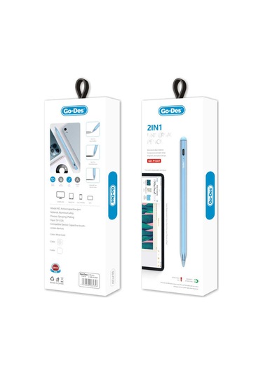 Go Des GD-P1207 Tüm Cihazlar ile Uyumlu Sensitive Stylus Pencil Kapasitif Dokunmatik Kalem - ZORE-260228 Beyaz