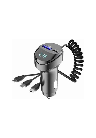 55w 2 Portlu Hızlı Telefon Şarj Cihazı 3.1a Üçlü Geri Çekmeli Voltaj Siyah-çin