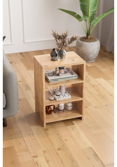 4 Raflı Komodin Yatak Odası Yanı Komodin Bölmeli Komodin Çam