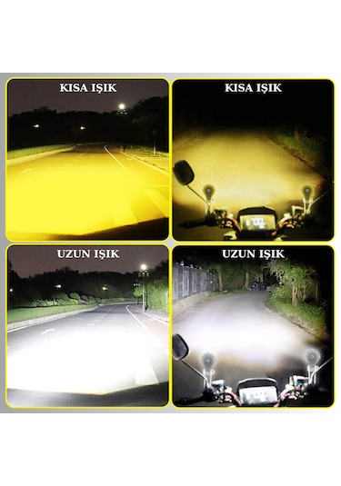 Motosiklet Scooter Mini Sis Farı Set Delici Işık Beyaz Sarı Metal