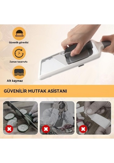 Createtech Antrasit Renkli Ayarlanabilir Paslanmaz Çelik Bıçağı, Peynir Rıhtımlı Mandolin Dilimleyici, Hızlı Kıyma, Taşınan Antrasit