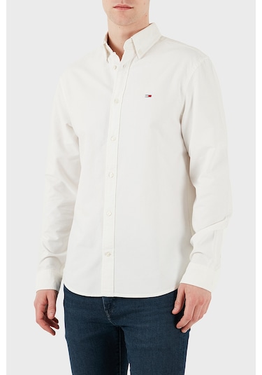 Tommy Jeans Erkek Gömlek Dm0dm21298 Ybl Beyaz Beyaz