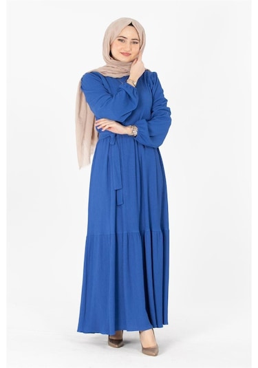 Sevitli Prenses Elbise -saks-mavi-1442-saks Mavisi Saks Mavisi