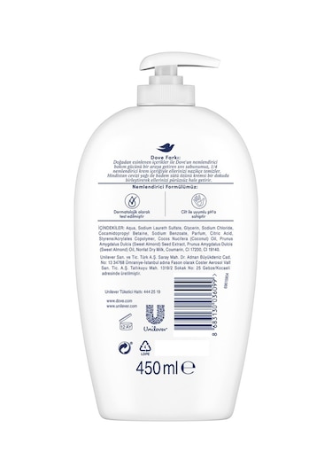 Dove Hindistan Cevizi Yağı ve Badem Sütü Özü Sıvı Sabun 3 x 450 ML