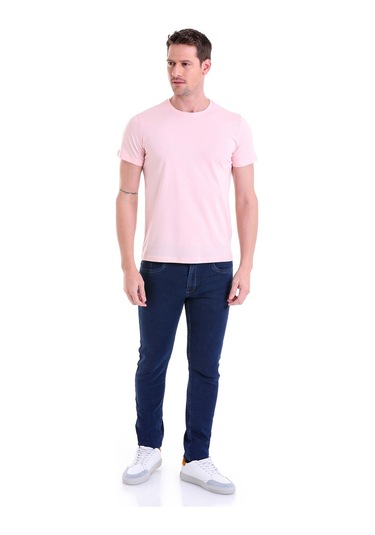 Hatemoğlu Regular Fit Pamuk Bisiklet Yaka Düz Erkek Tişört Pembe