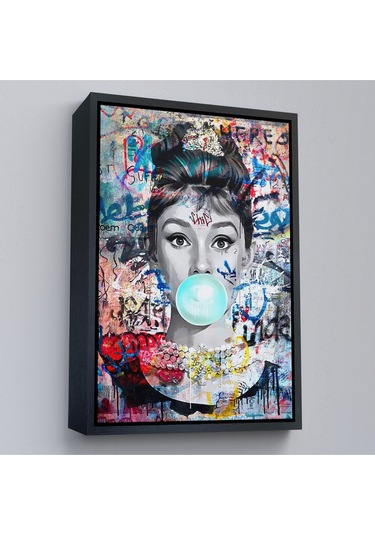 Çerçeveli Audrey Hepburn Graffiti Pop Art Duvar Tablosu-6470