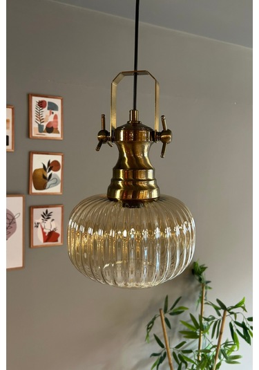 Mola Cam Bal Rengi Tekli Avize Yeni Eskitme Başlık Retro Sarkıt Lamba Restoran Salon Aydınlatma Bal