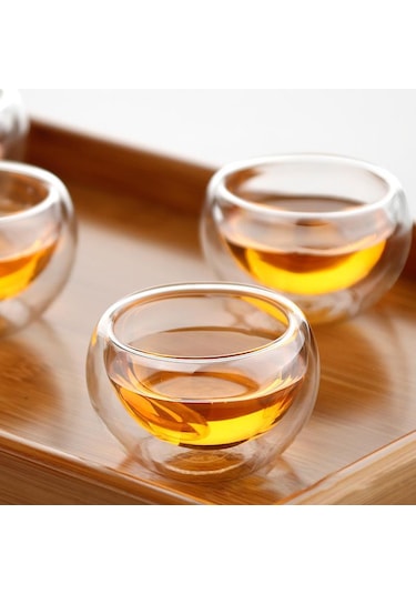 Kapris Çift Cidarlı 6'lı Cam Lokumluk Sosluk