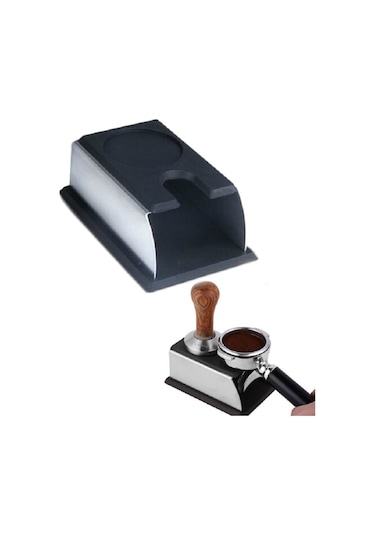 Paslanmaz Çelik Espresso Kahve Sabotaj Standı Çekiç Pedi Siyah