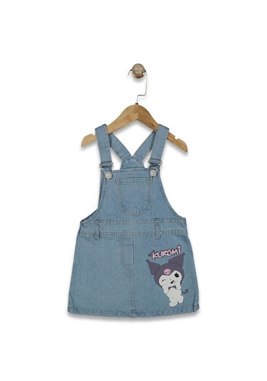 Kız Çocuk 3/7 Yaş Kuromi Denim Kot Jile Elbise Mavi