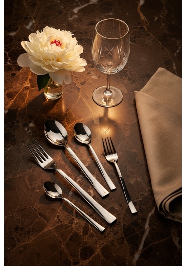 Bernardo Alya 36 Parça 6 Kişilik Çatal Kaşık Bıçak Takımı GÜmüş