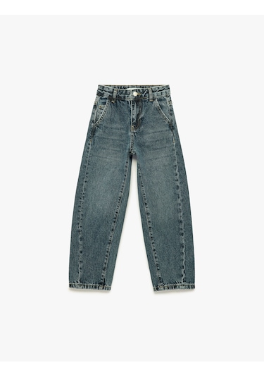 Koton Pamuklu Oversize Cepli Denim Balon Pantolon Lacivert 6skb40050td